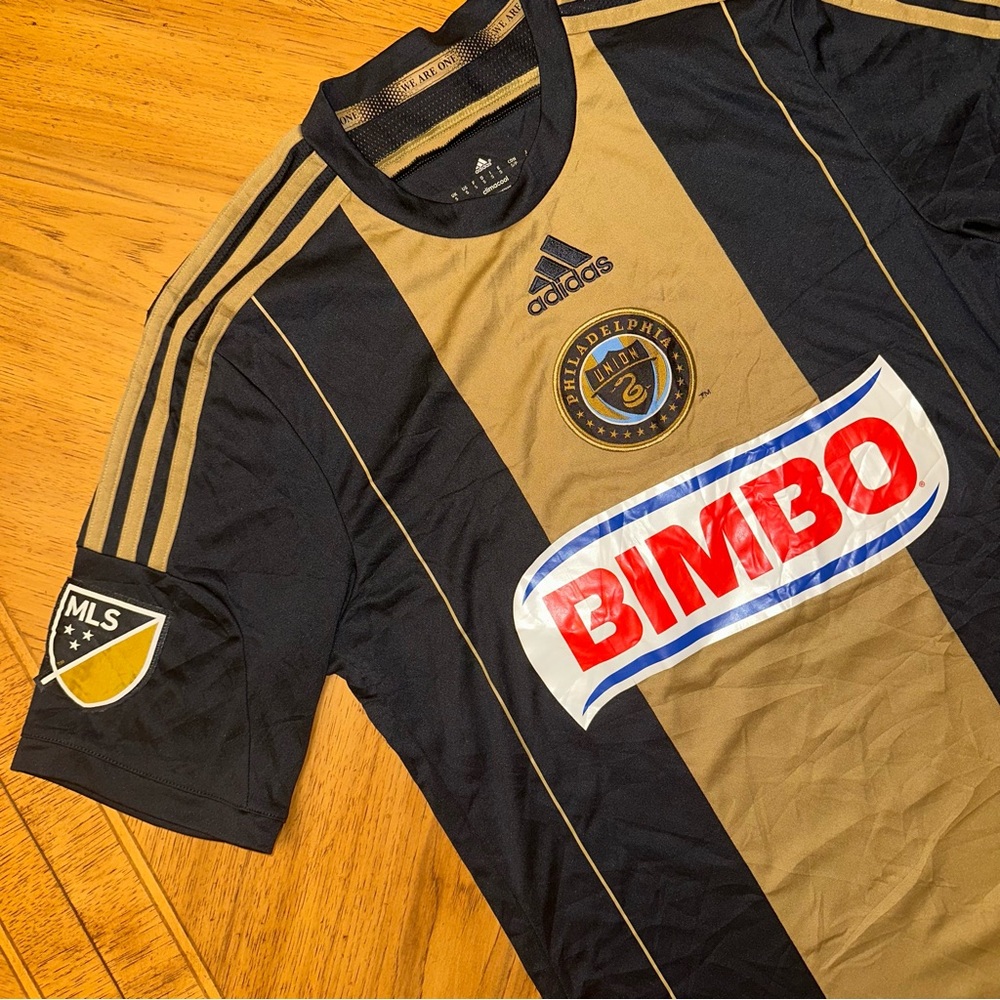 Adidas Philadelphia Union Jersey Mens Size Small Black Gold Shirt Climalite